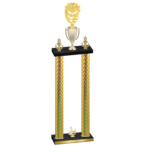 Double Gold Carbon Fiber Third Place Pickleball Trophy
