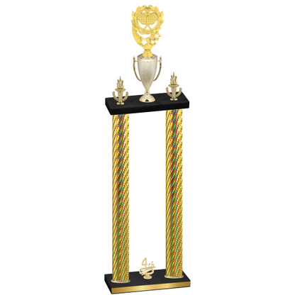 Double Gold Carbon Fiber Fourth Place Pickleball Trophy