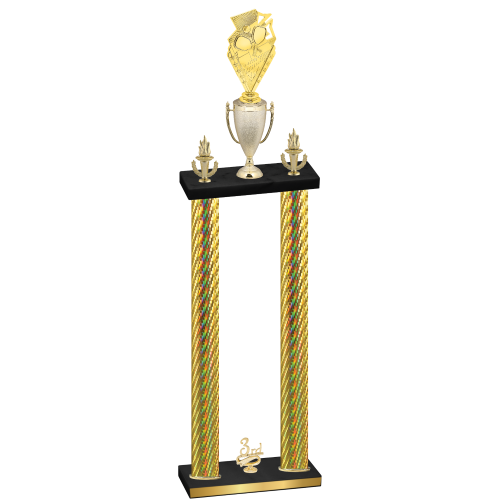 Double Gold Carbon Fiber Third Place Pickleball Trophy