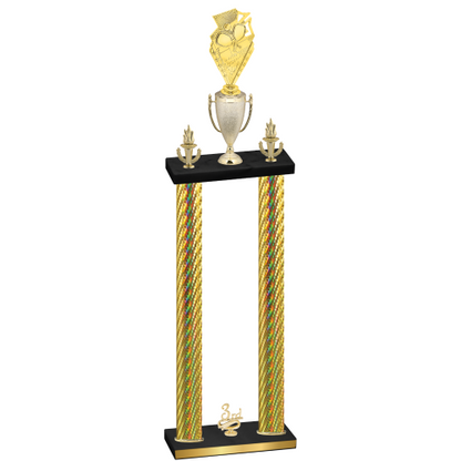 Double Gold Carbon Fiber Third Place Pickleball Trophy
