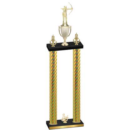 Double Gold Carbon Fiber Third Place Archery Trophy