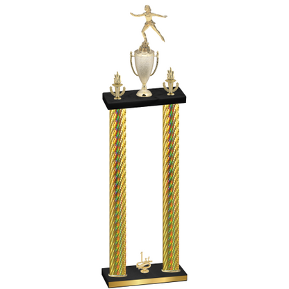 Double Gold Carbon Fiber First Place Skater Trophy