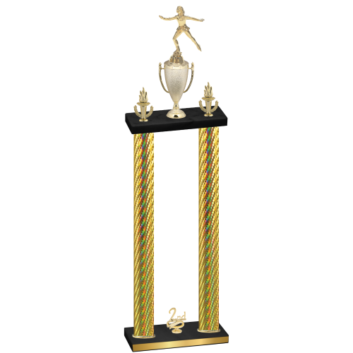 Double Gold Carbon Fiber Second Place Skater Trophy