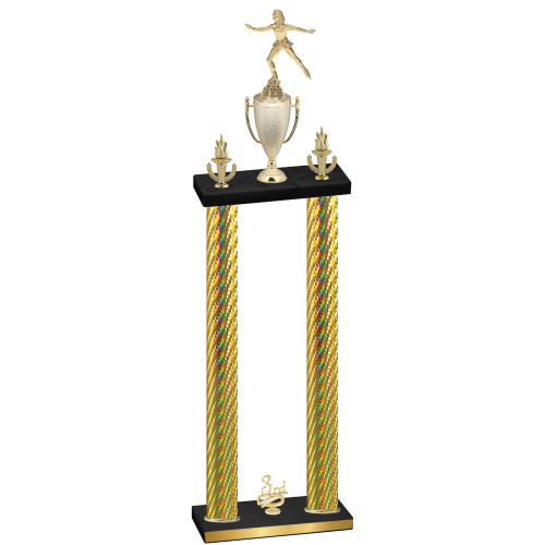 Double Gold Carbon Fiber Third Place Skater Trophy