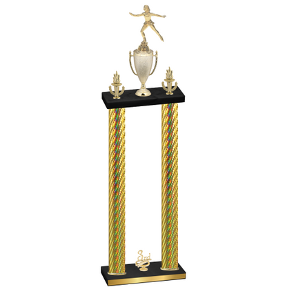Double Gold Carbon Fiber Third Place Skater Trophy