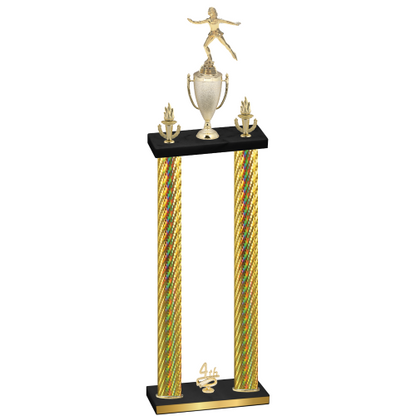 Double Gold Carbon Fiber Fourth Place Skater Trophy