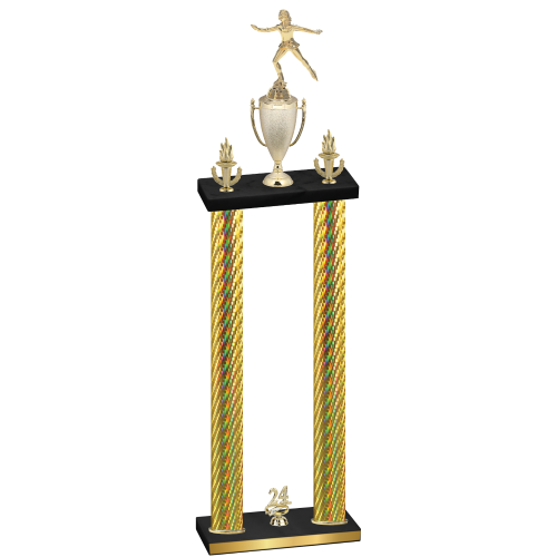 Double Gold Carbon Fiber Year Skater Trophy