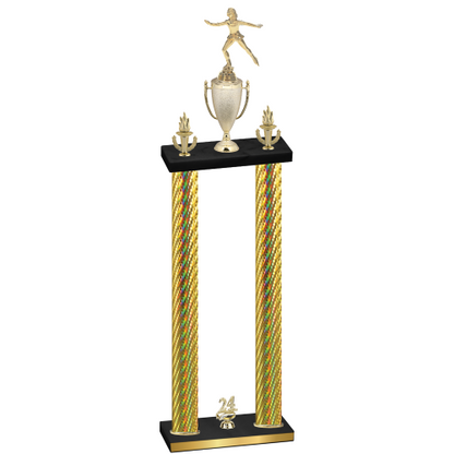 Double Gold Carbon Fiber Year Skater Trophy