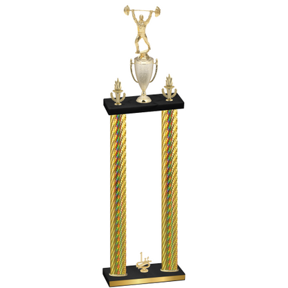 Double Gold Carbon Fiber First Place Weights Trophy