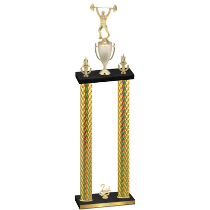 Double Gold Carbon Fiber Second Place Weights Trophy
