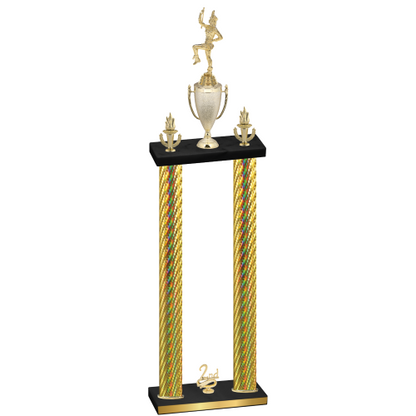 Double Gold Carbon Fiber Second Place Majorette Trophy