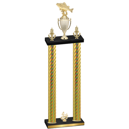 Double Gold Carbon Fiber Fourth Place Fishing Trophy