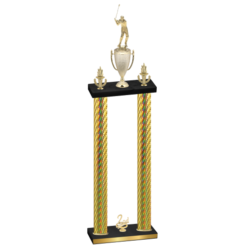 Double Gold Carbon Fiber Second Place Golf Trophy