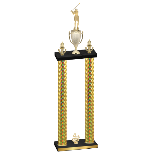 Double Gold Carbon Fiber Fourth Place Golf Trophy