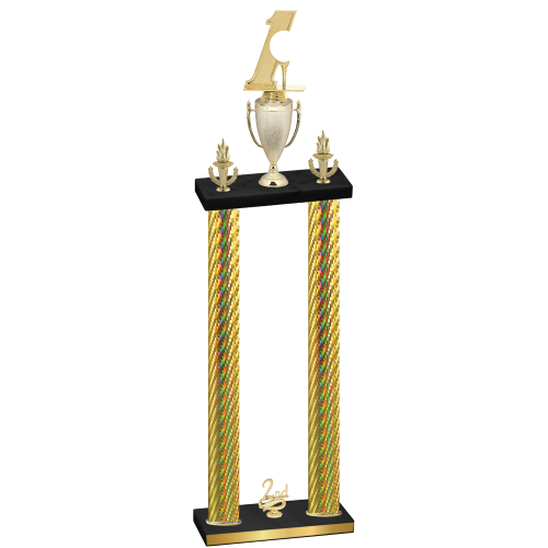 Double Gold Carbon Fiber Second Place Golf Trophy