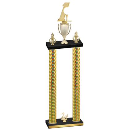 Double Gold Carbon Fiber Second Place Golf Trophy