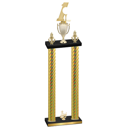 Double Gold Carbon Fiber Third Place Golf Trophy