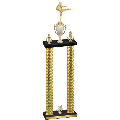 Double Gold Carbon Fiber Year Karate Trophy