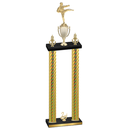 Double Gold Carbon Fiber Second Place Karate Trophy