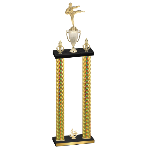 Double Gold Carbon Fiber Fourth Place Karate Trophy