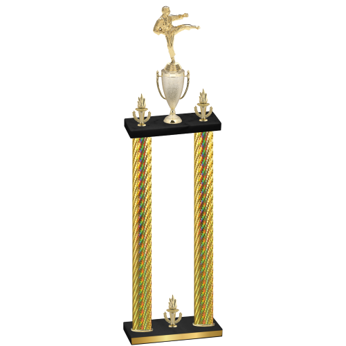Double Gold Carbon Fiber Victory Karate Trophy