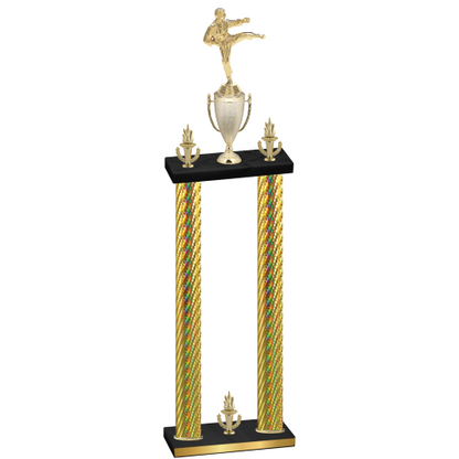 Double Gold Carbon Fiber Victory Karate Trophy