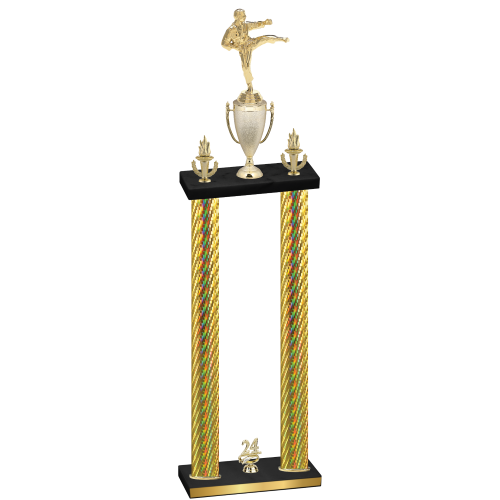 Double Gold Carbon Fiber Year Karate Trophy
