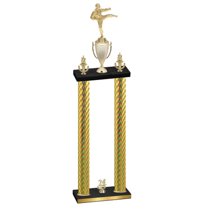 Double Gold Carbon Fiber Year Karate Trophy