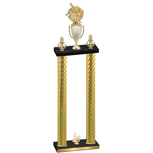 Double Gold Carbon Fiber Fourth Place Baseball Trophy