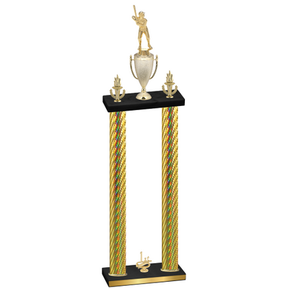 Double Gold Carbon Fiber First Place Baseball Trophy
