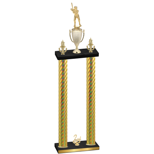 Double Gold Carbon Fiber Second Place Baseball Trophy