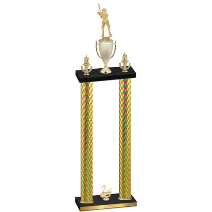 Double Gold Carbon Fiber Second Place Baseball Trophy