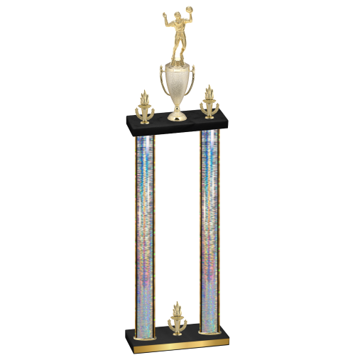 Double Silver Glacier Victory Volleyball Trophy