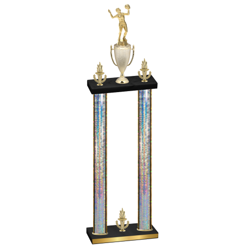 Double Silver Glacier Victory Volleyball Trophy