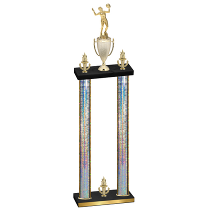 Double Silver Glacier Victory Volleyball Trophy