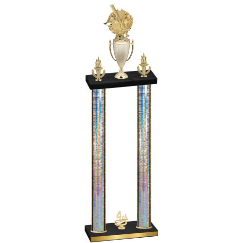 Double Silver Glacier Fourth Place Baseball Trophy