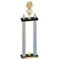 Double Silver Carbon Fiber Fourth Place Soccer Trophy