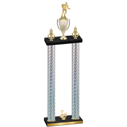 Double Silver Carbon Fiber Second Place Rugby Trophy