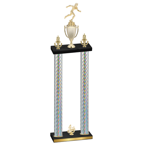 Double Silver Carbon Fiber Fourth Place Running Trophy