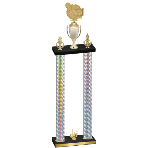 Double Silver Carbon Fiber First Place Tennis Trophy