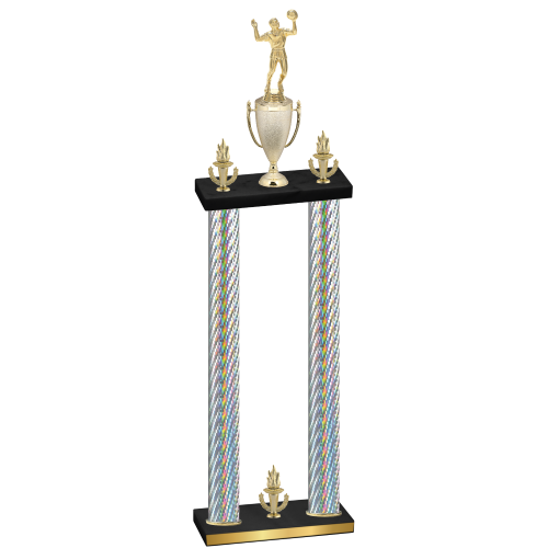 Double Silver Carbon Fiber Victory Volleyball Trophy