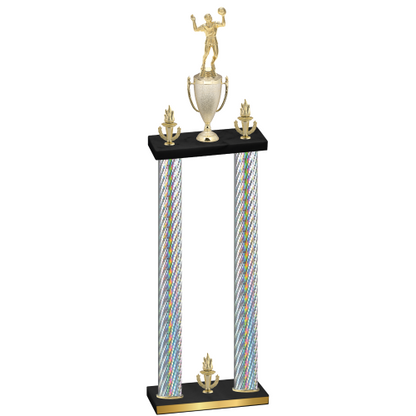 Double Silver Carbon Fiber Victory Volleyball Trophy