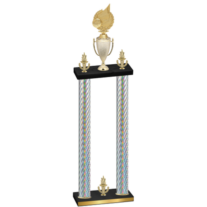 Double Silver Carbon Fiber Victory Volleyball Trophy
