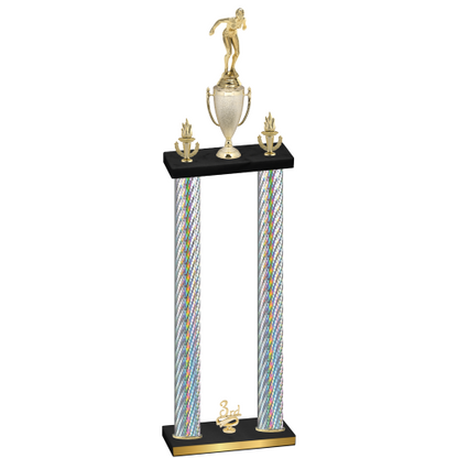 Double Silver Carbon Fiber Third Place Tennis Trophy