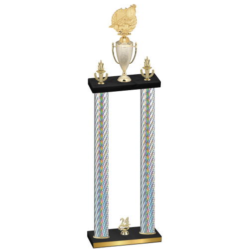 Double Silver Carbon Fiber Year Swimming Trophy