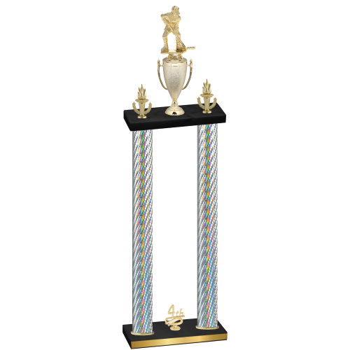 Double Silver Carbon Fiber Fourth Place Hockey Trophy