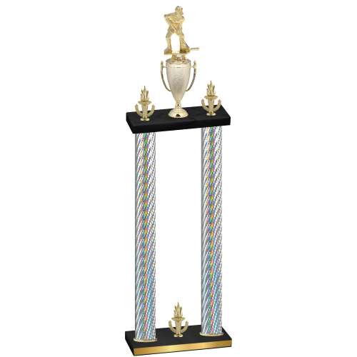 Double Silver Carbon Fiber Victory Hockey Trophy