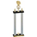 Double Silver Carbon Fiber Second Place Basketball Trophy