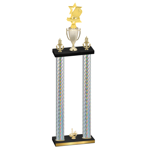 Double Silver Carbon Fiber First Place Pickleball Trophy