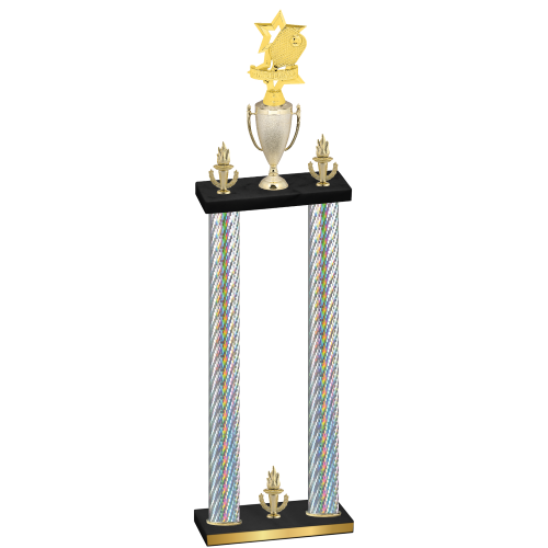 Double Silver Carbon Fiber Victory Pickleball Trophy